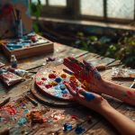 Personne créant de la peinture