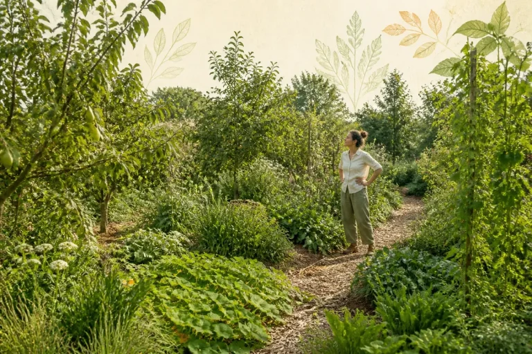 Allée d’une forêt-jardin luxuriante